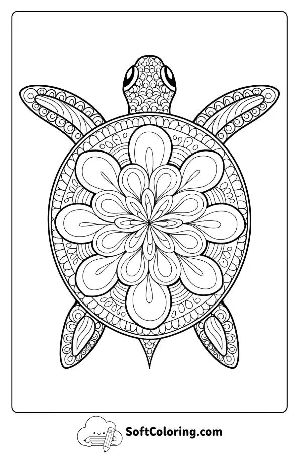 Mandala Turtle with Circular Motifs