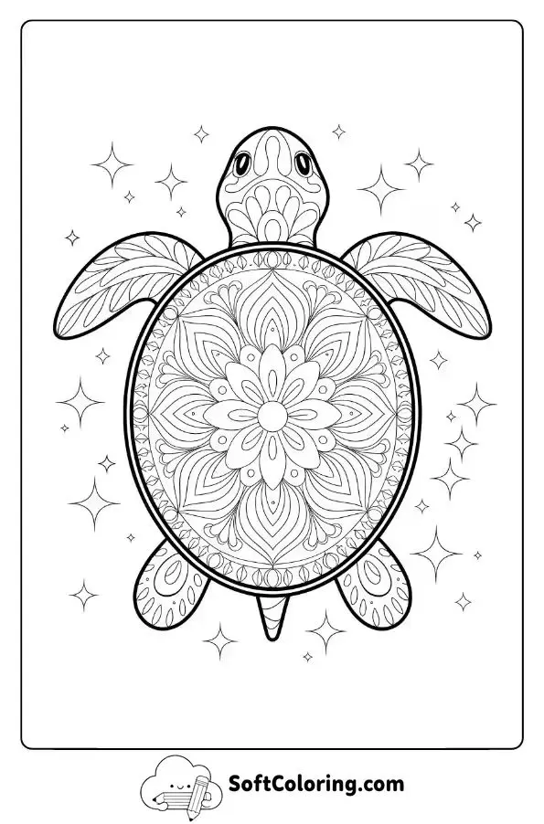 Mandala Turtle With Starry Background