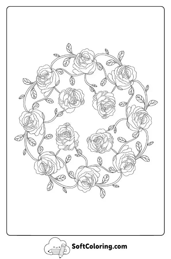 Mandala of Roses and Vines
