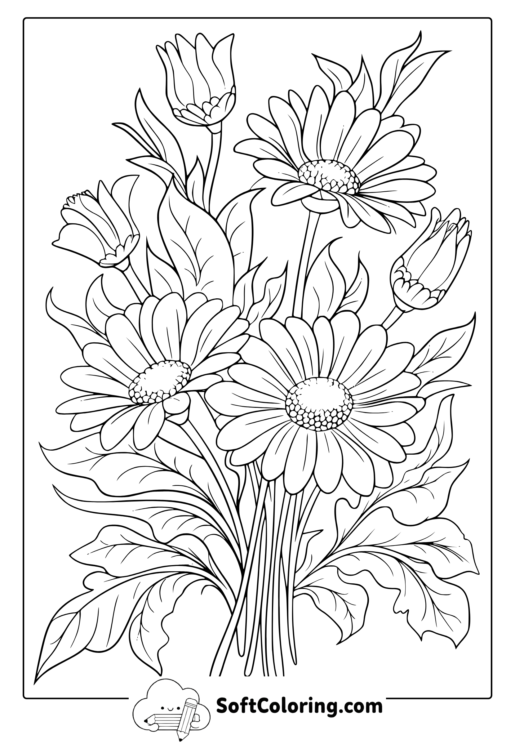 March Blooms Flower Coloring Page