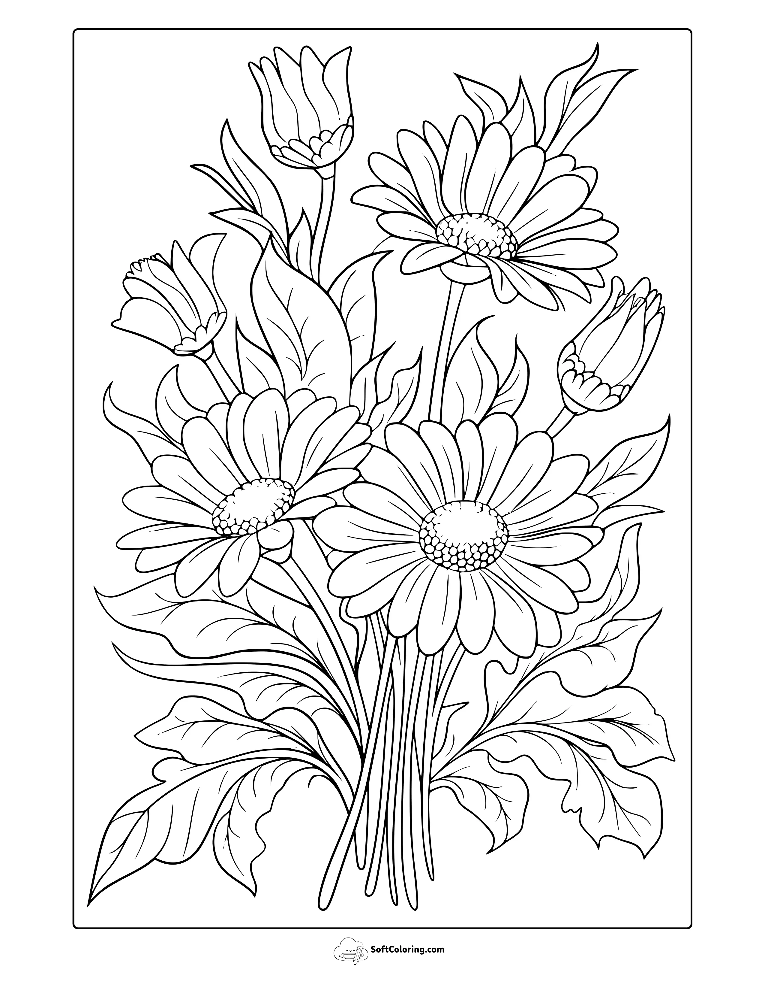 March Blooms Flower Coloring Page