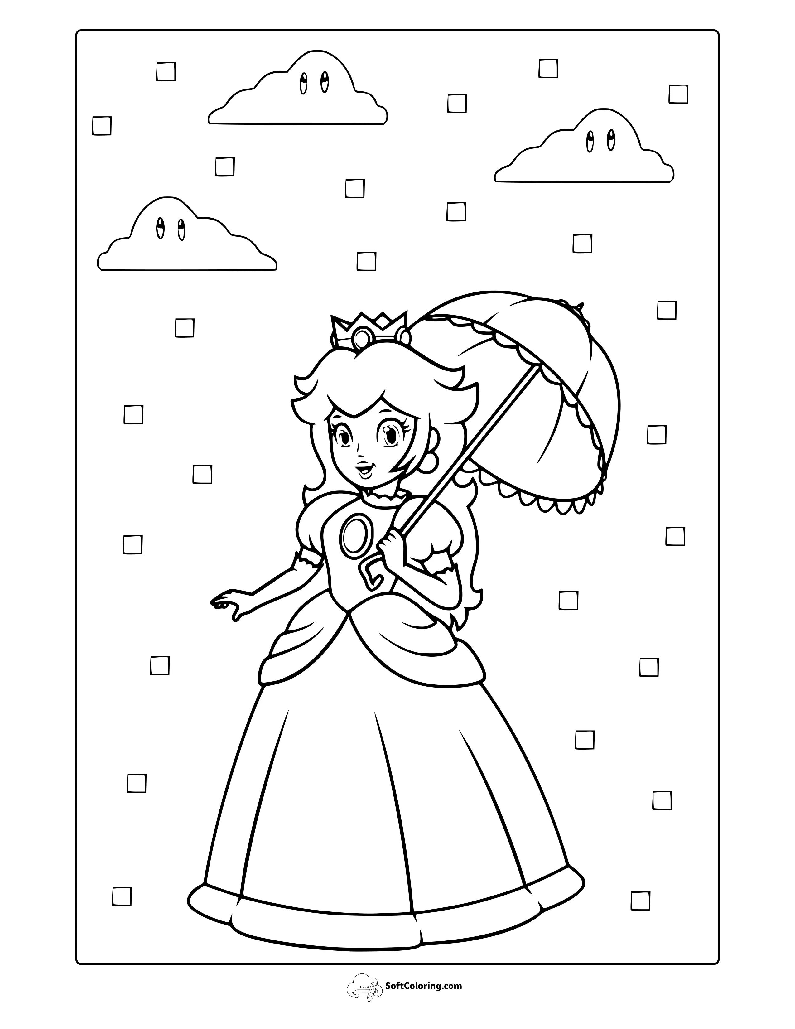Mario Princess Peach Coloring Page