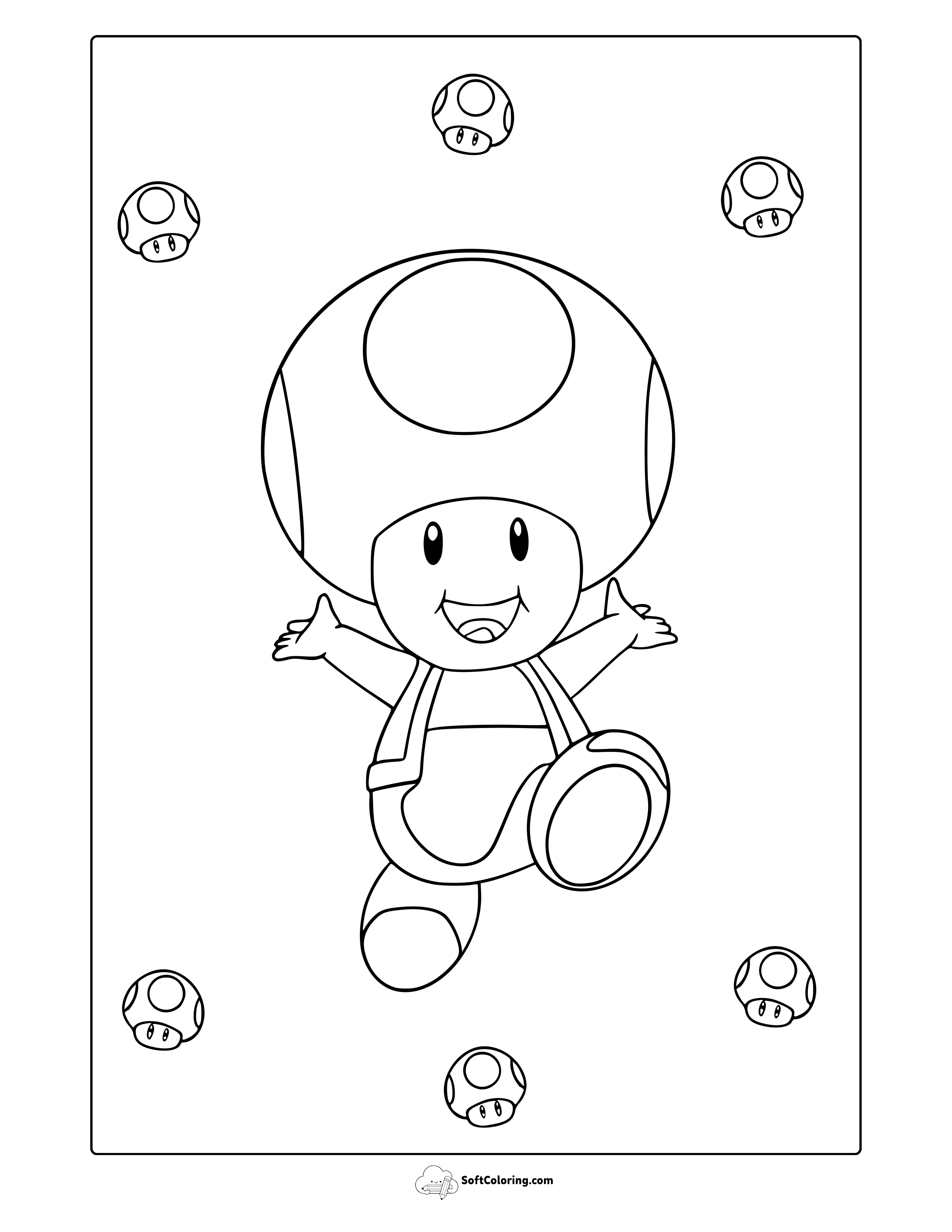 Mario Toad Coloring Page