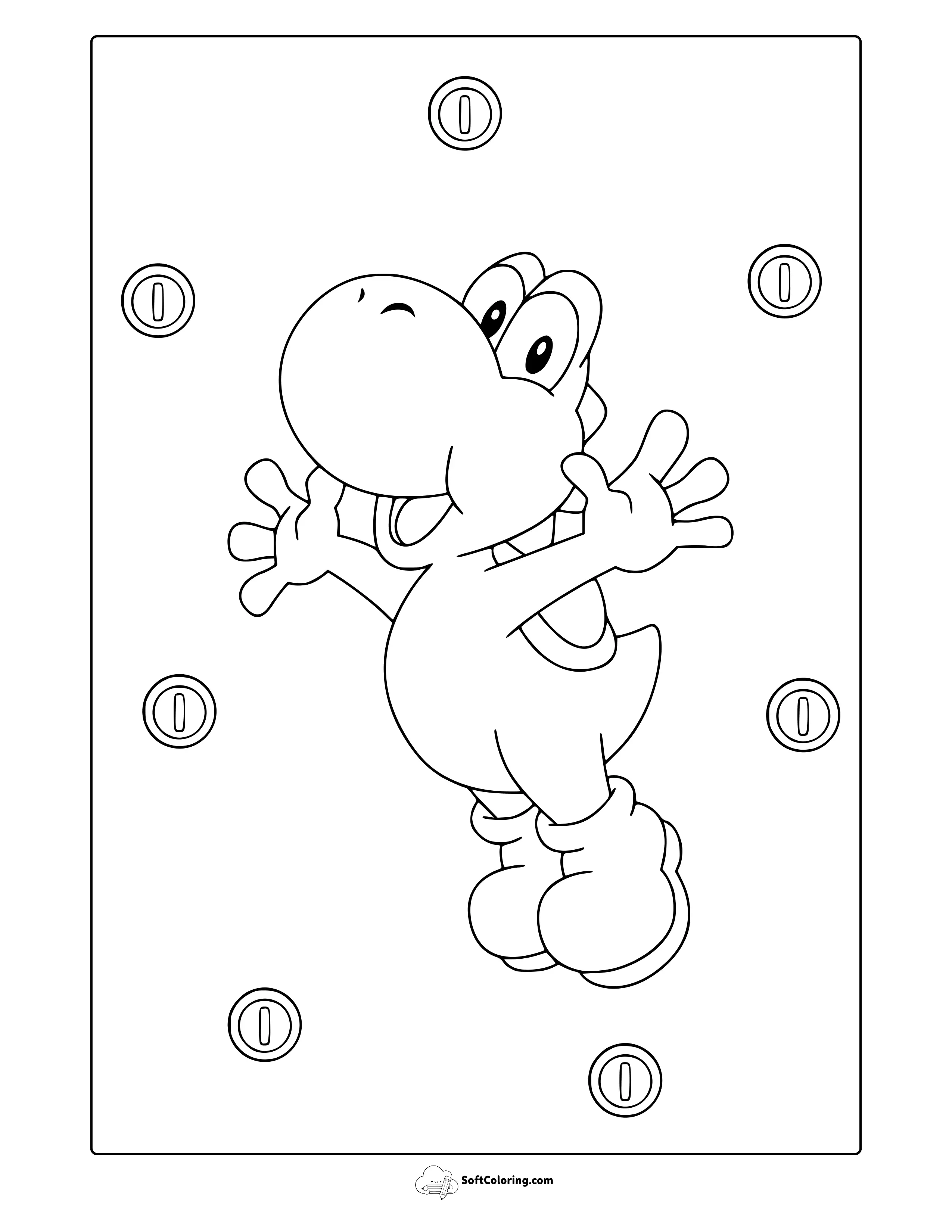 Mario Yoshi Coloring Page