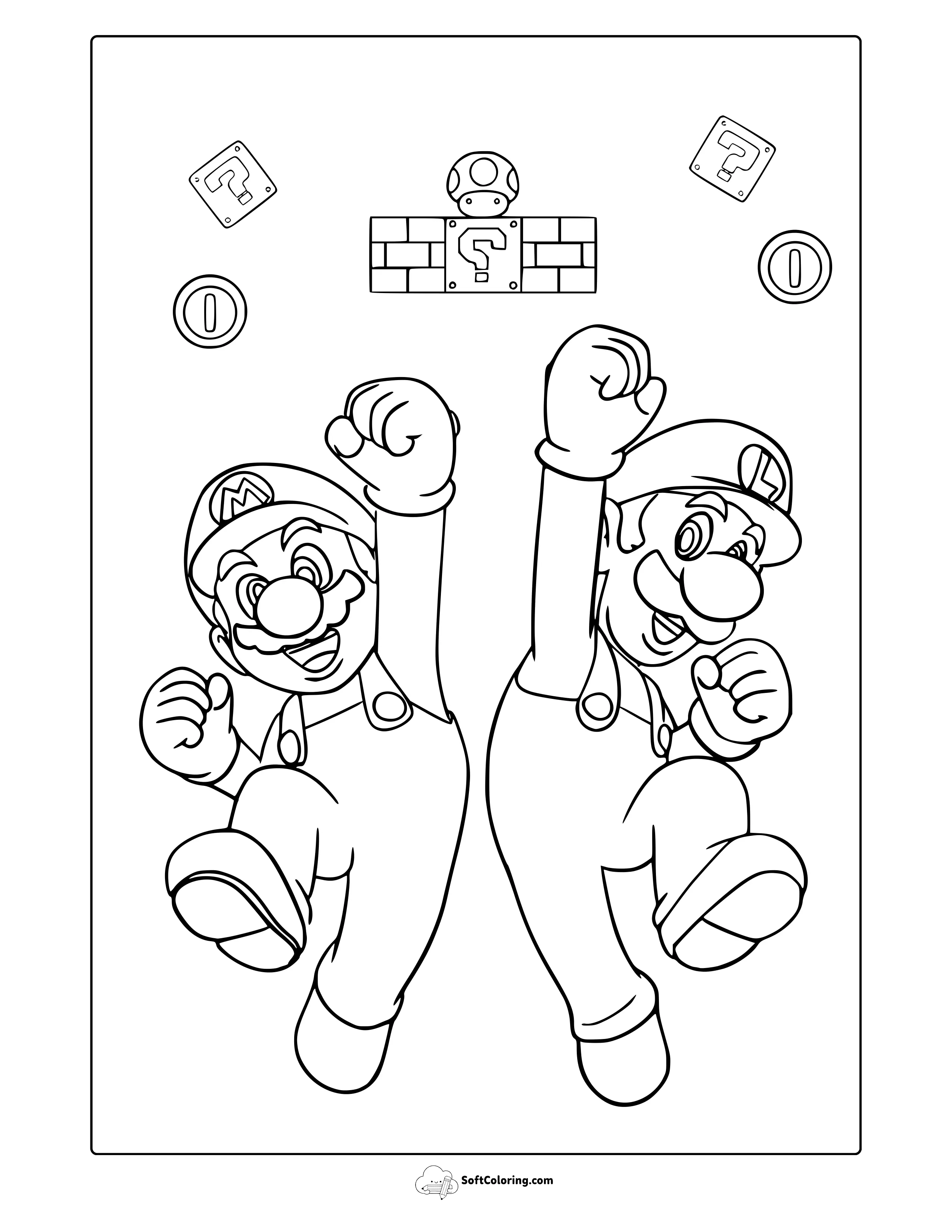 Mario And Luigi Coloring Page
