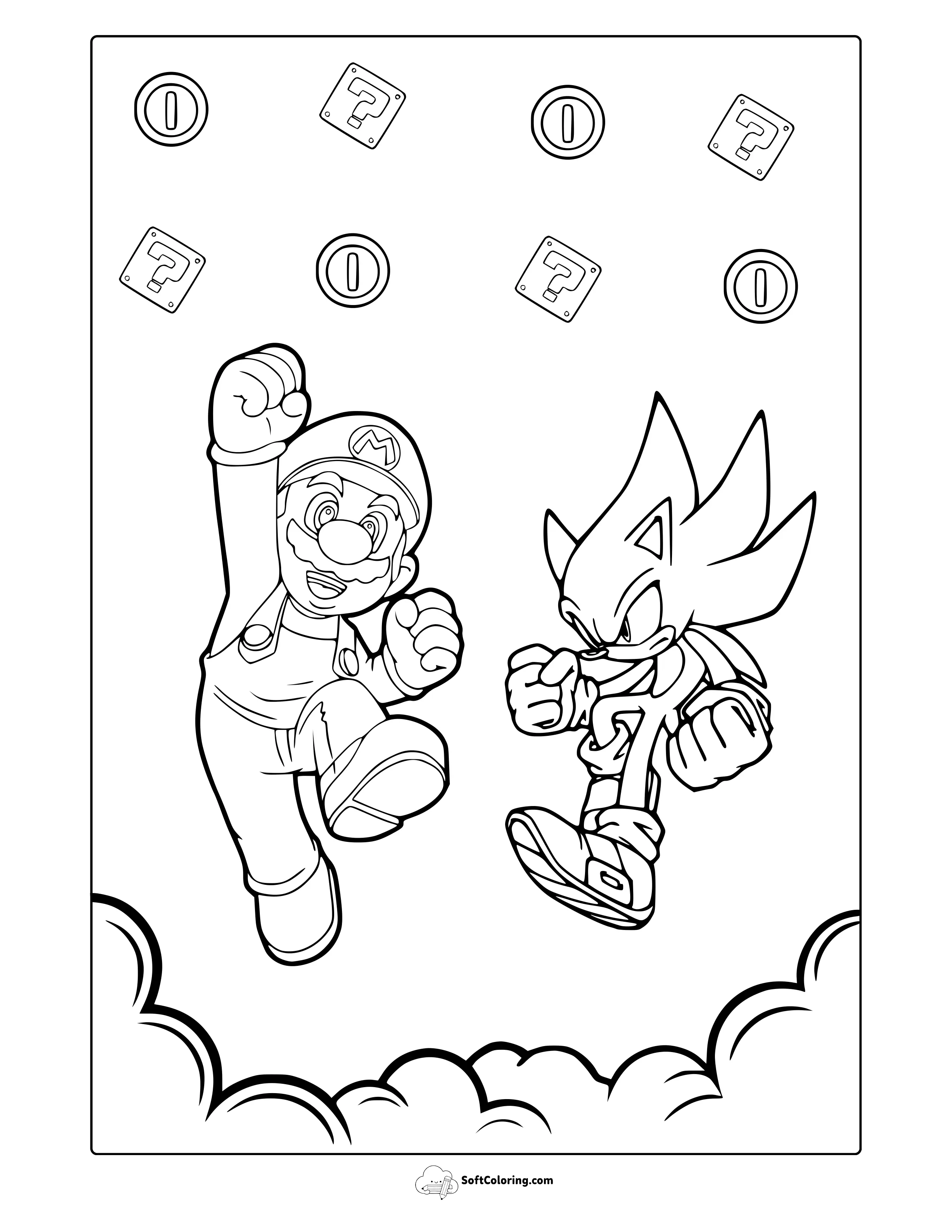 Mario And Sonic Coloring Page