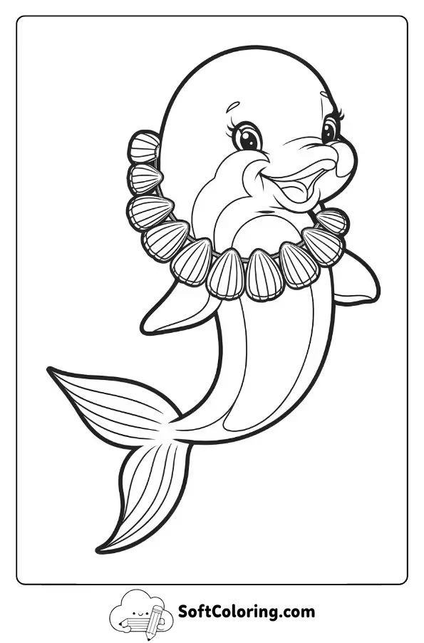 Mermaid Dolphin with Sparkling Seashell Necklace