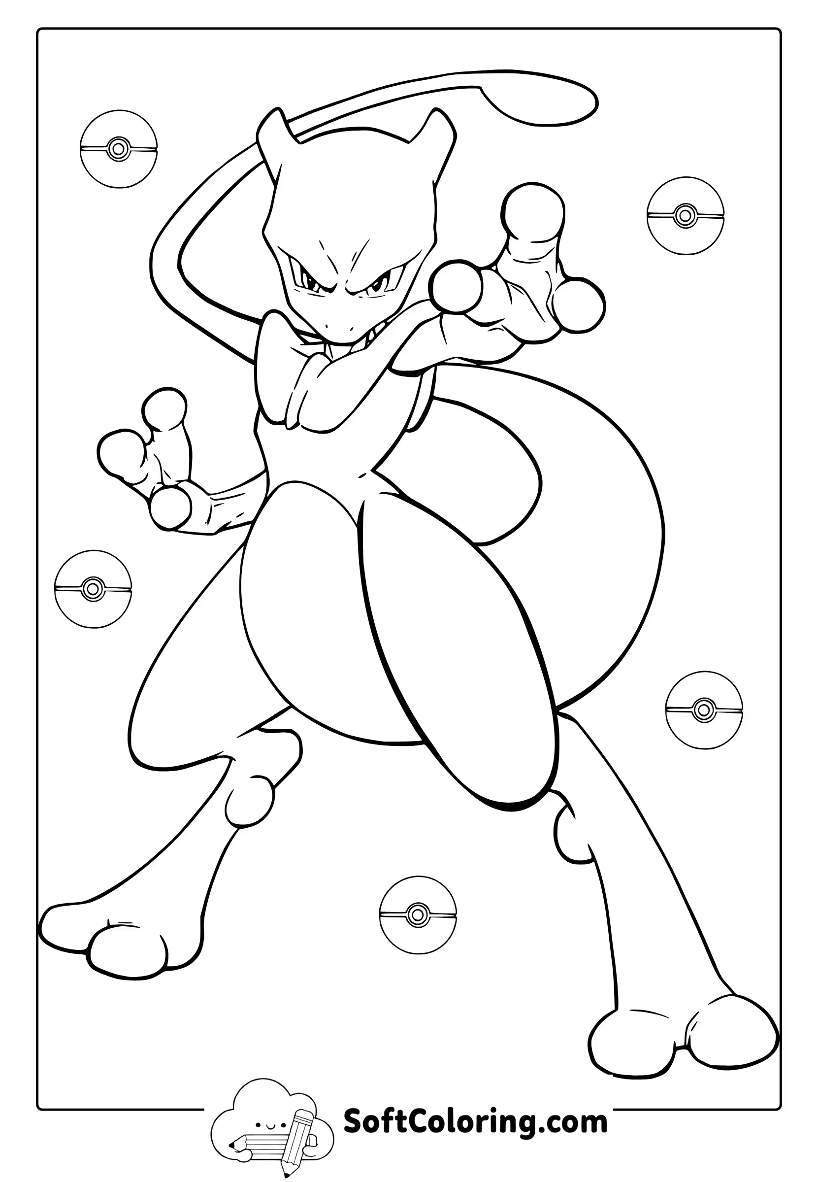Mewtwo Pokemon Coloring Page