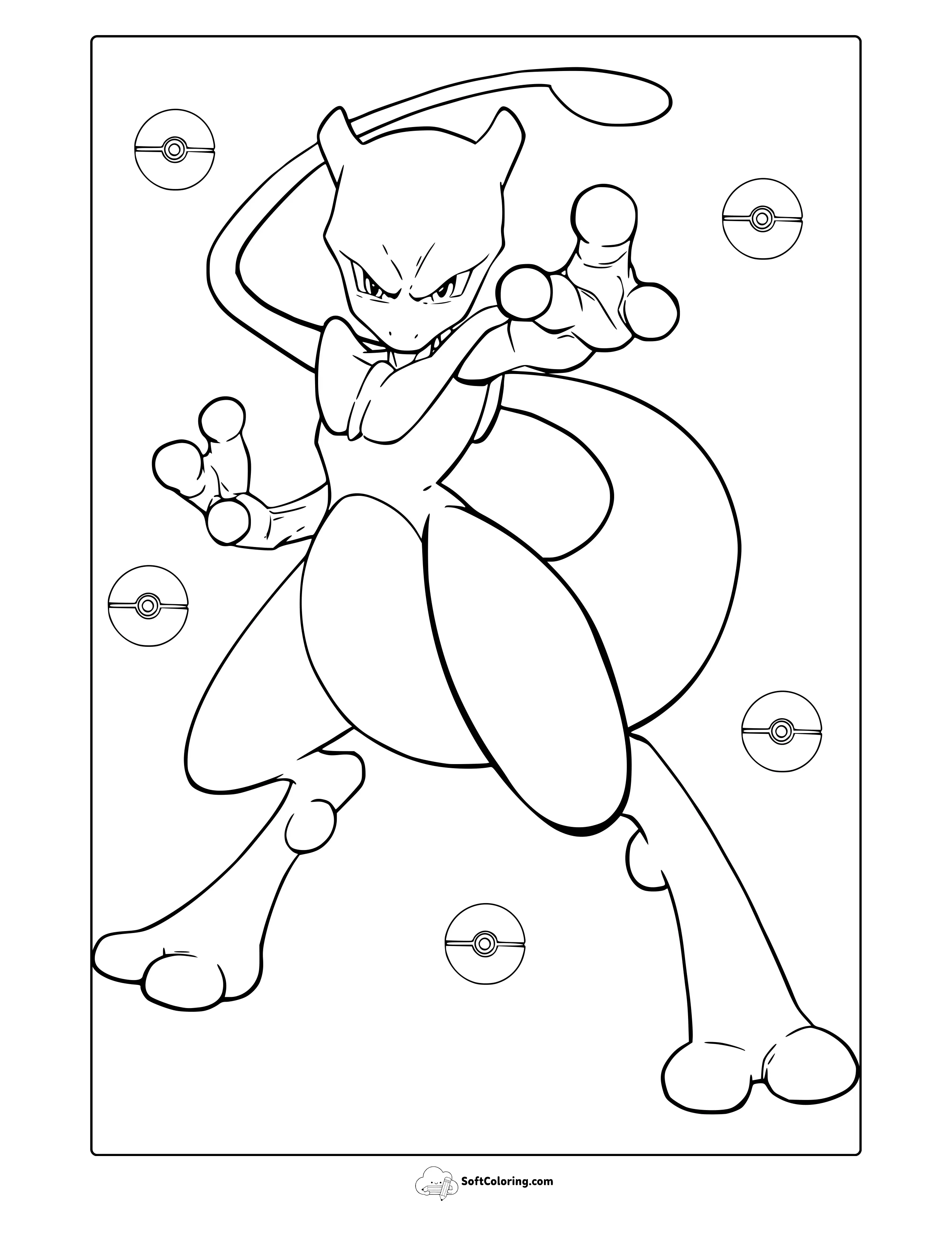 Mewtwo Pokemon Coloring Page