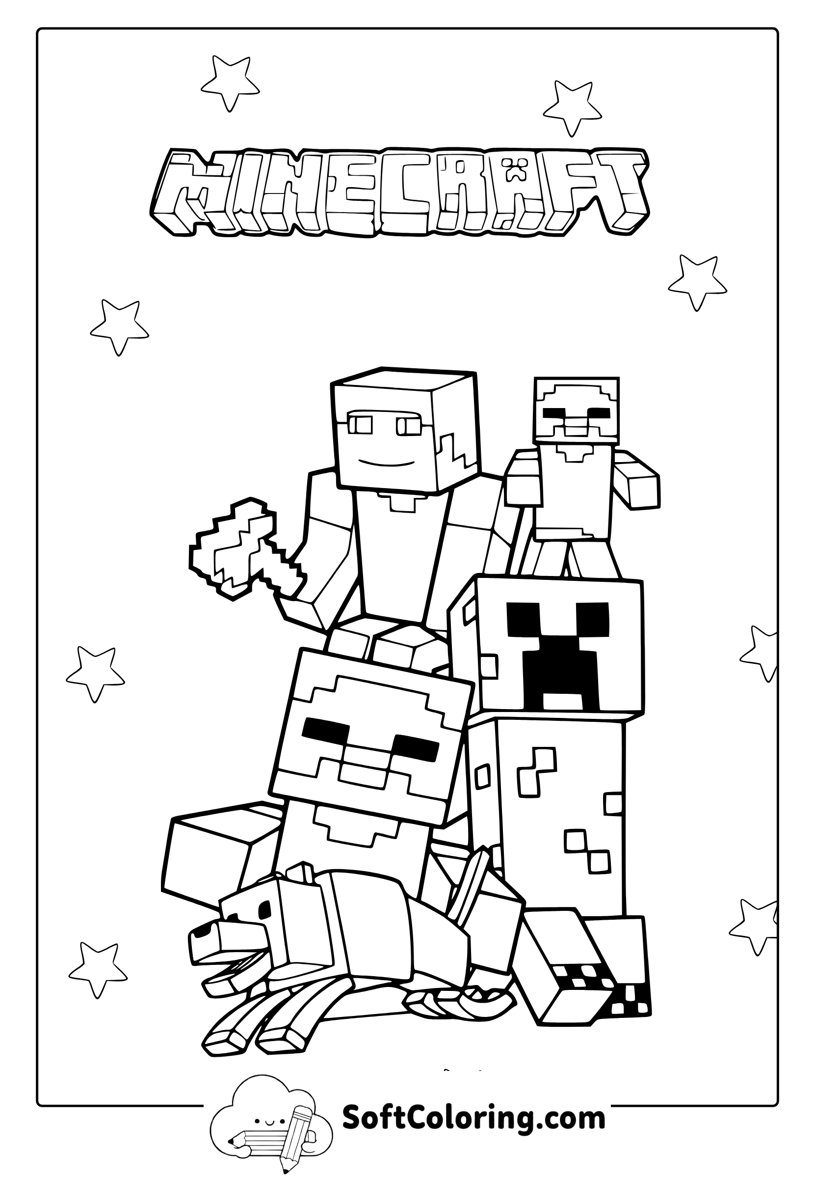 Minecraft Characters Coloring Page