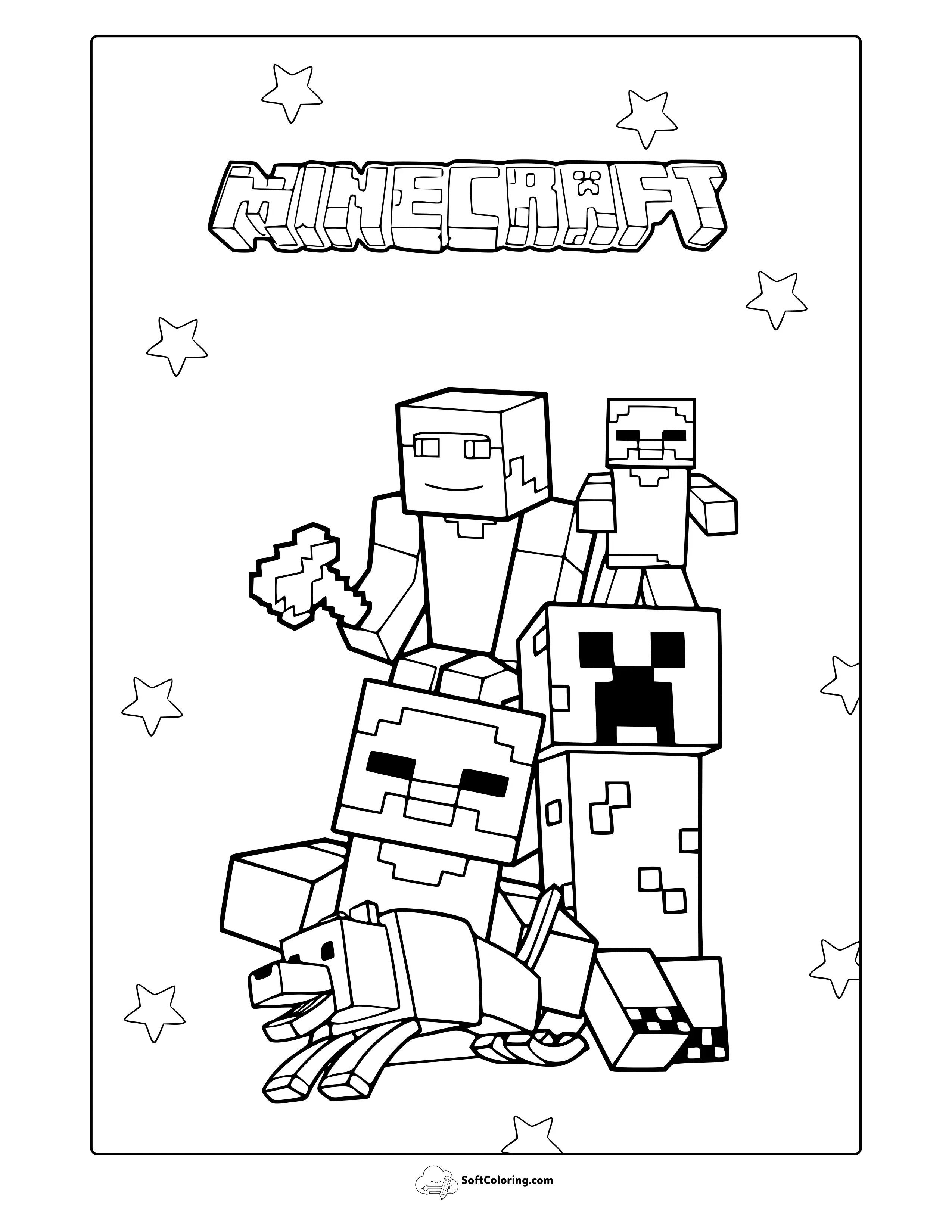 Minecraft Characters Coloring Page