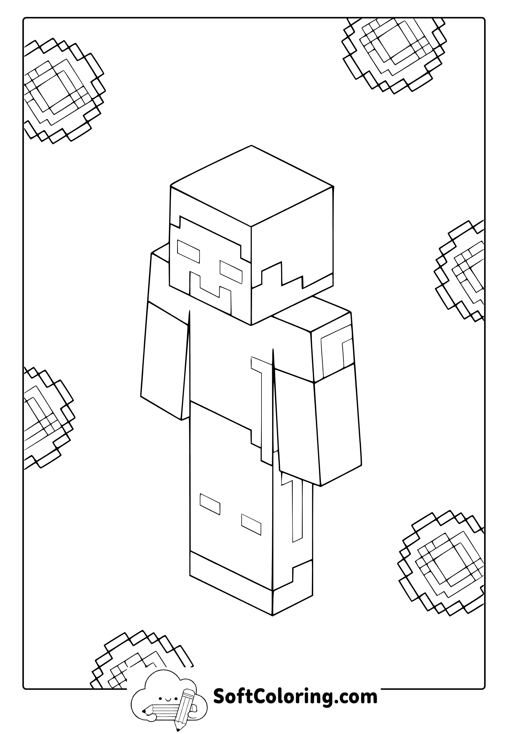 Minecraft Herobrine Coloring Page