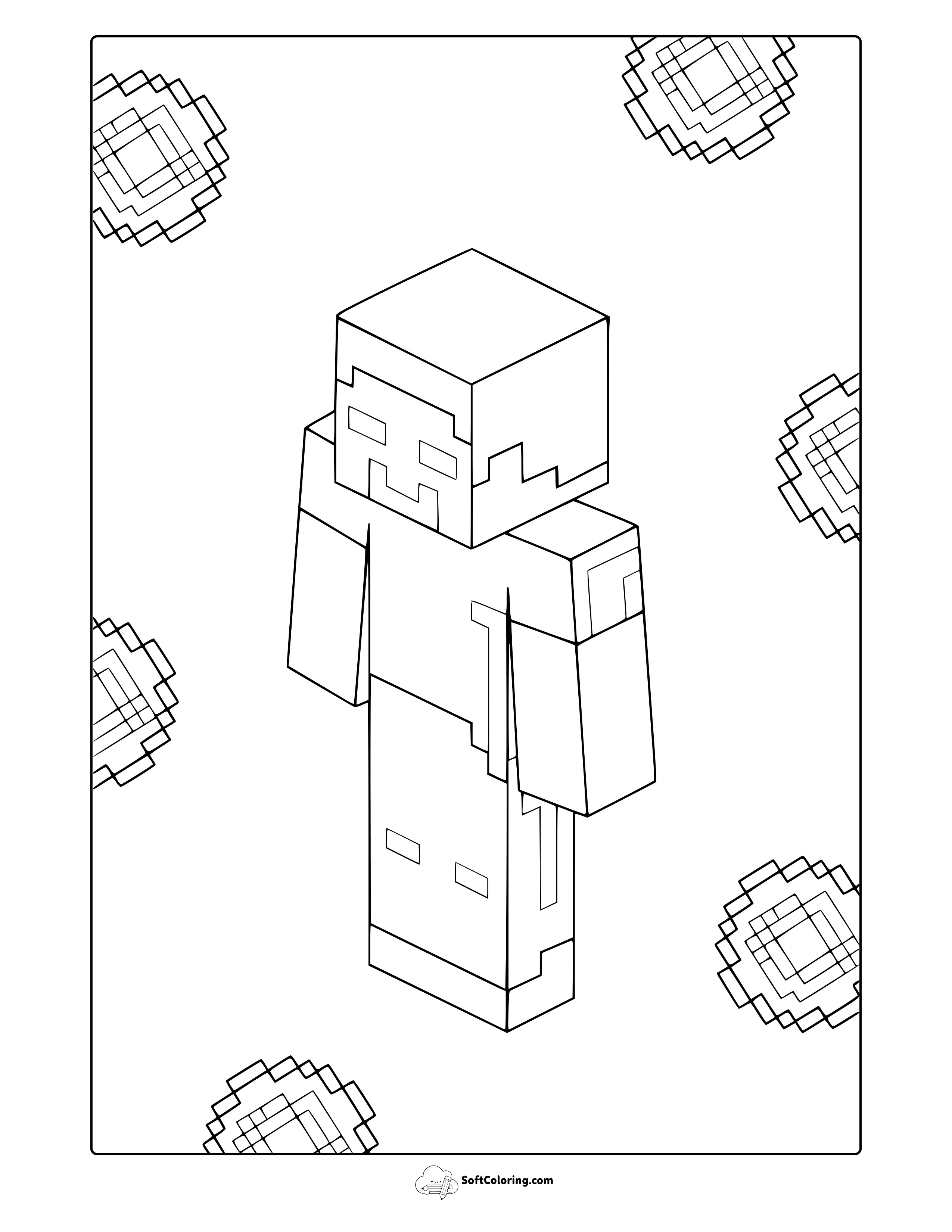 Minecraft Herobrine Coloring Page