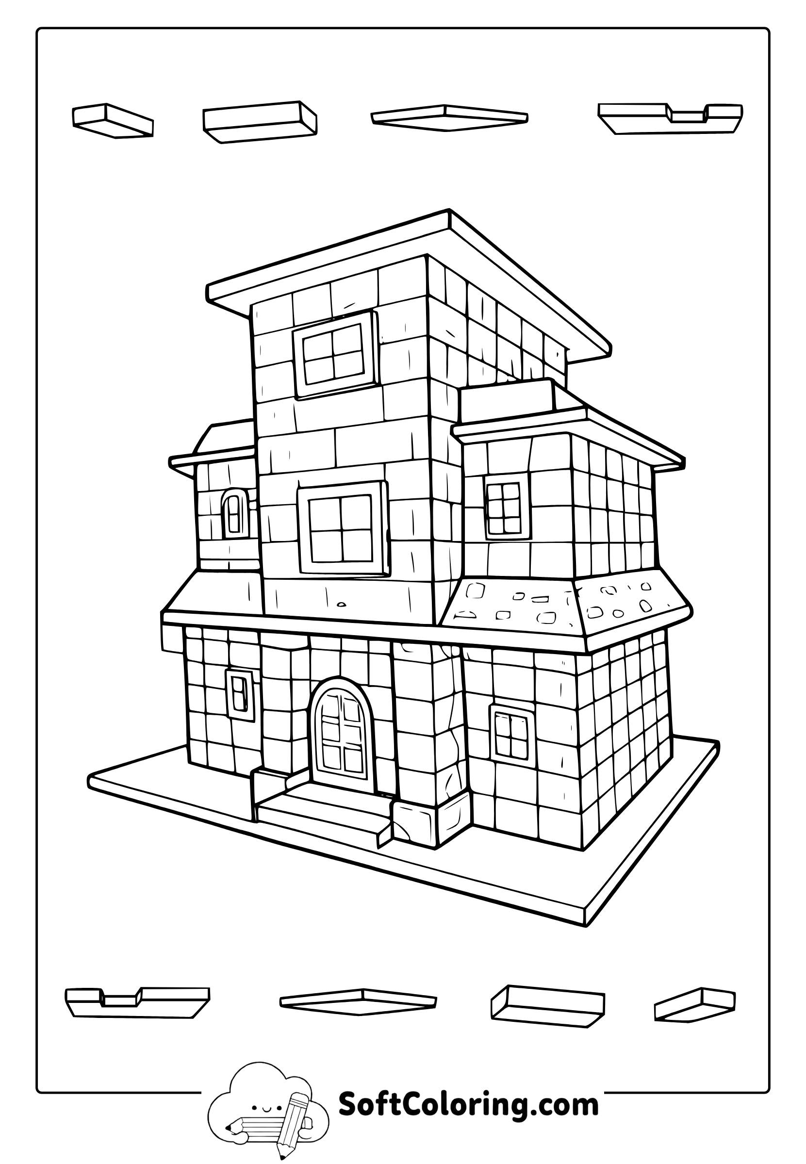 Minecraft Mansion Coloring Page