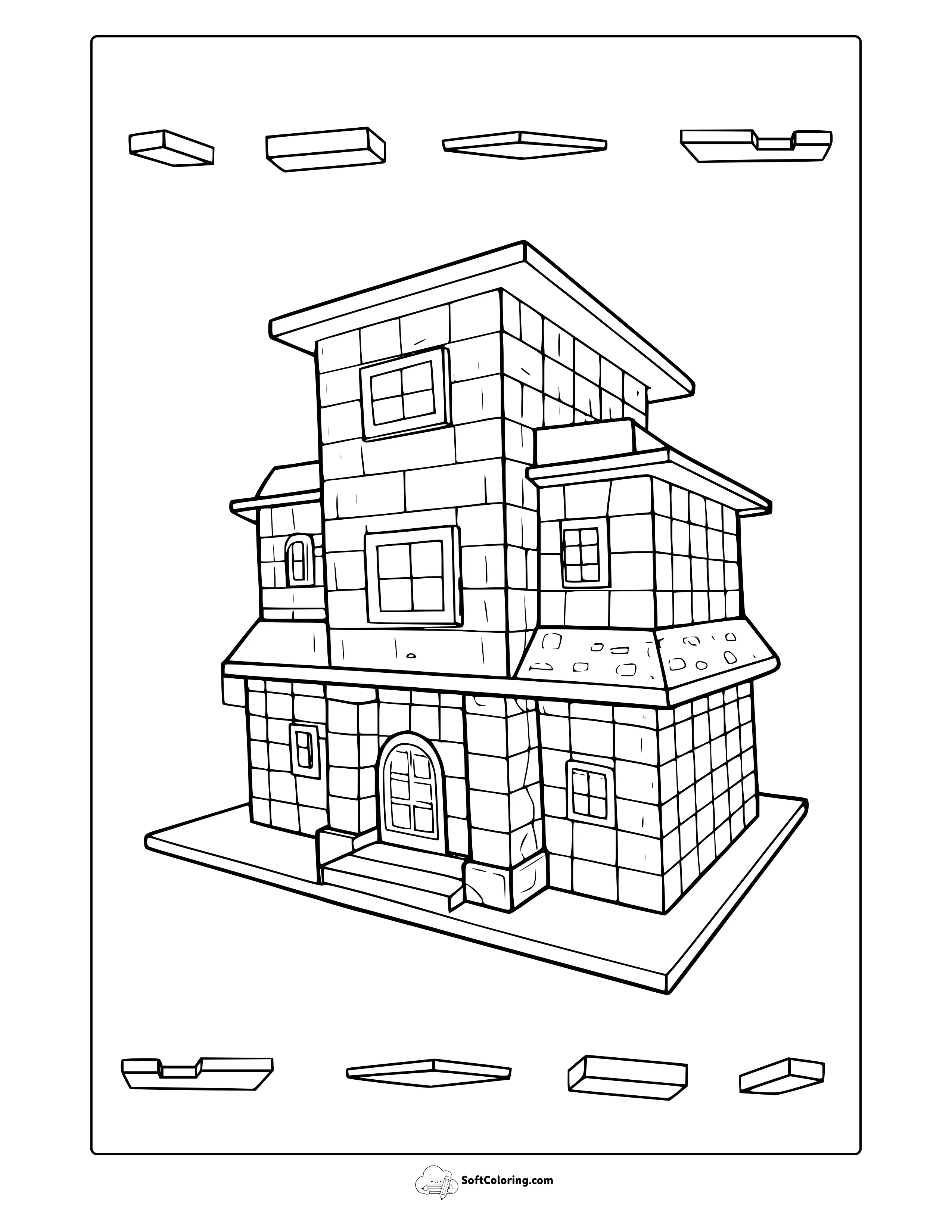 Minecraft Mansion Coloring Page