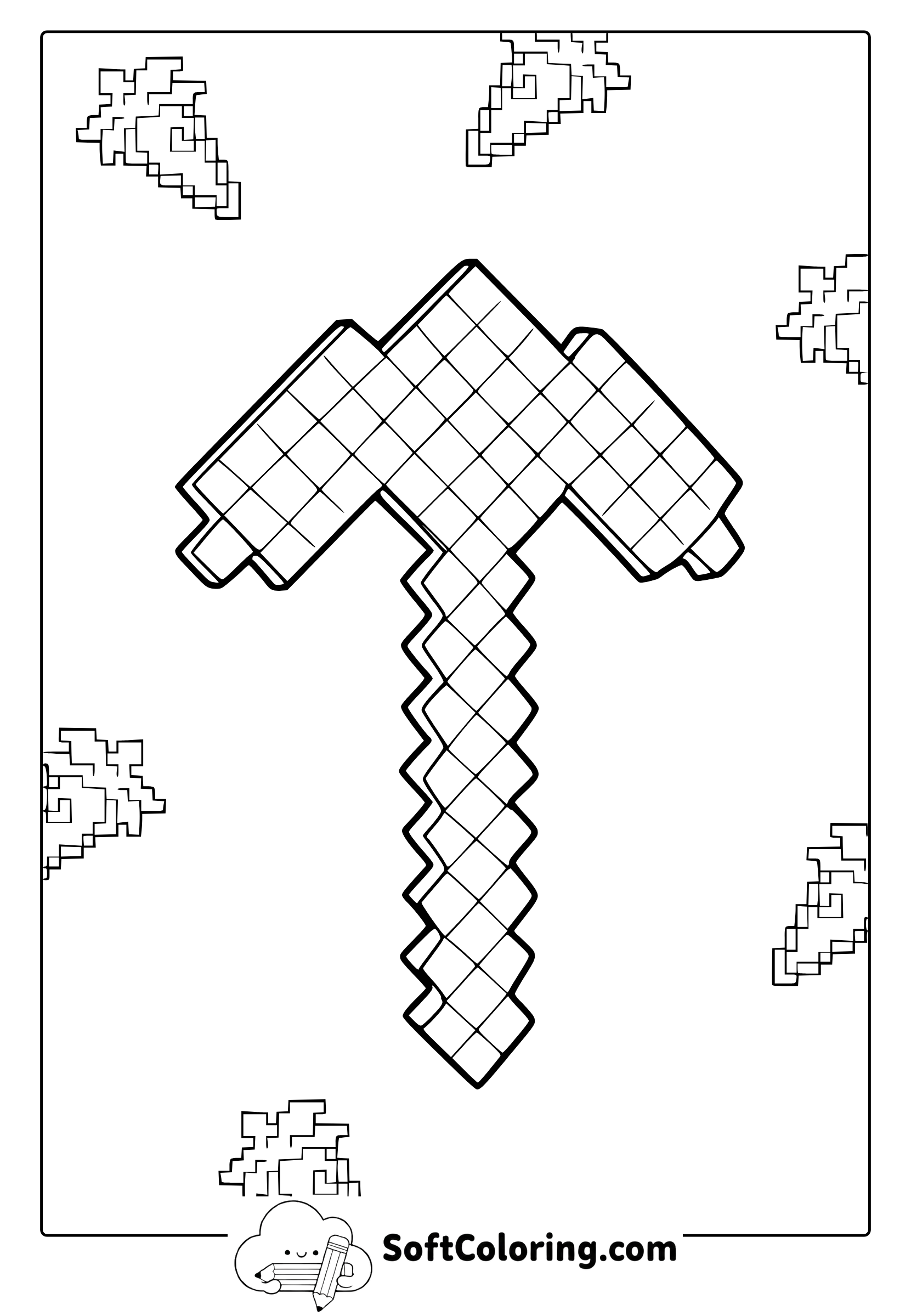 Minecraft Pickaxe Coloring Page
