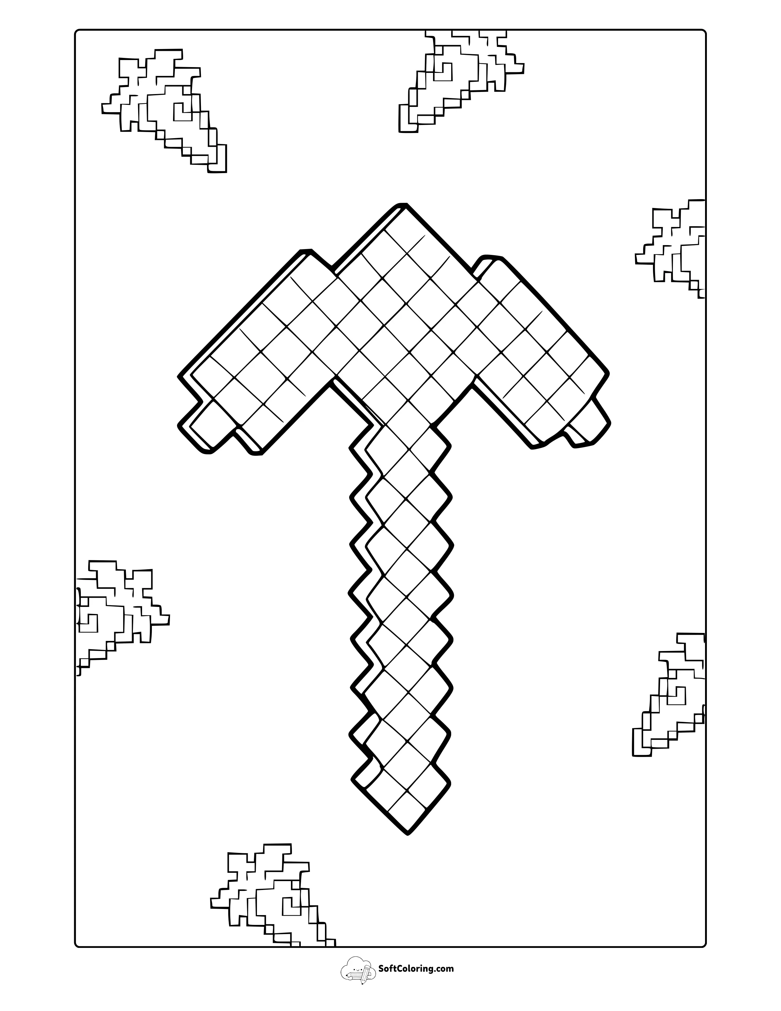 Minecraft Pickaxe Coloring Page