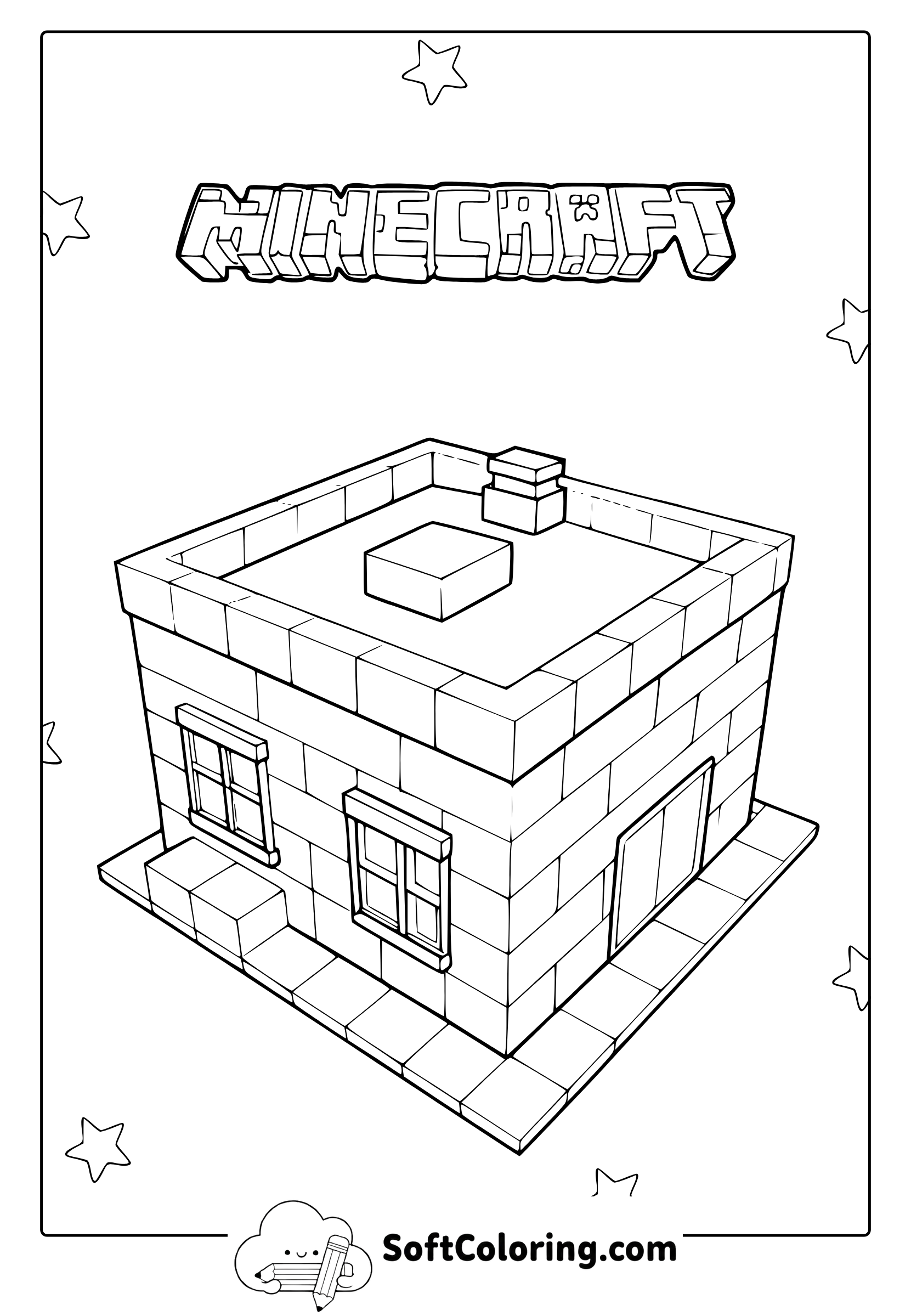Minecraft Small House Coloring Page