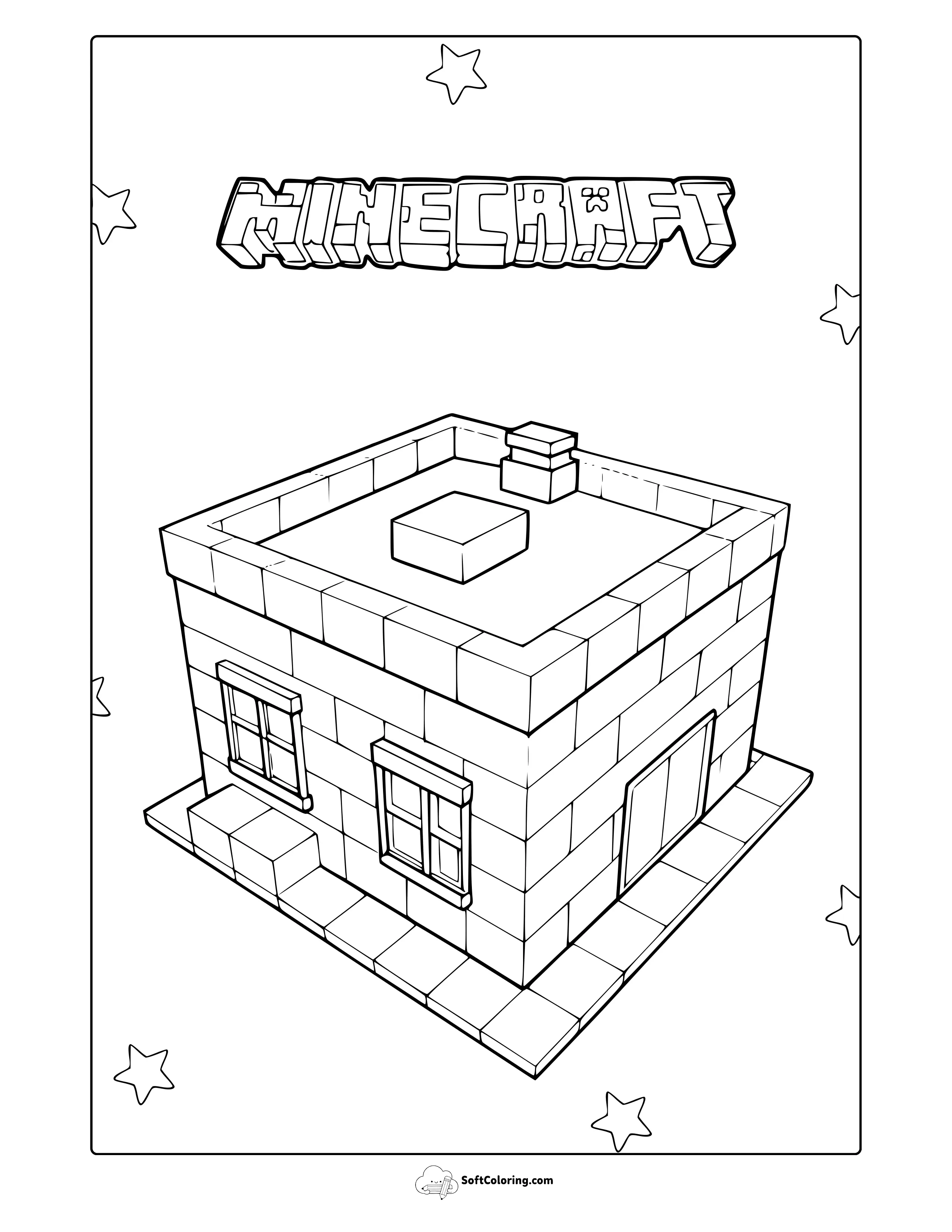 Minecraft Small House Coloring Page