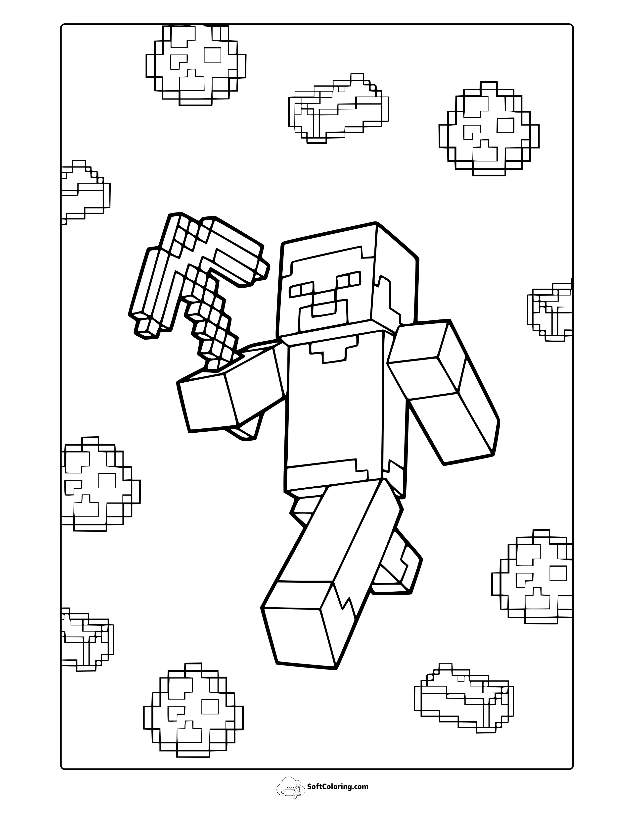 Minecraft Steve Coloring Page