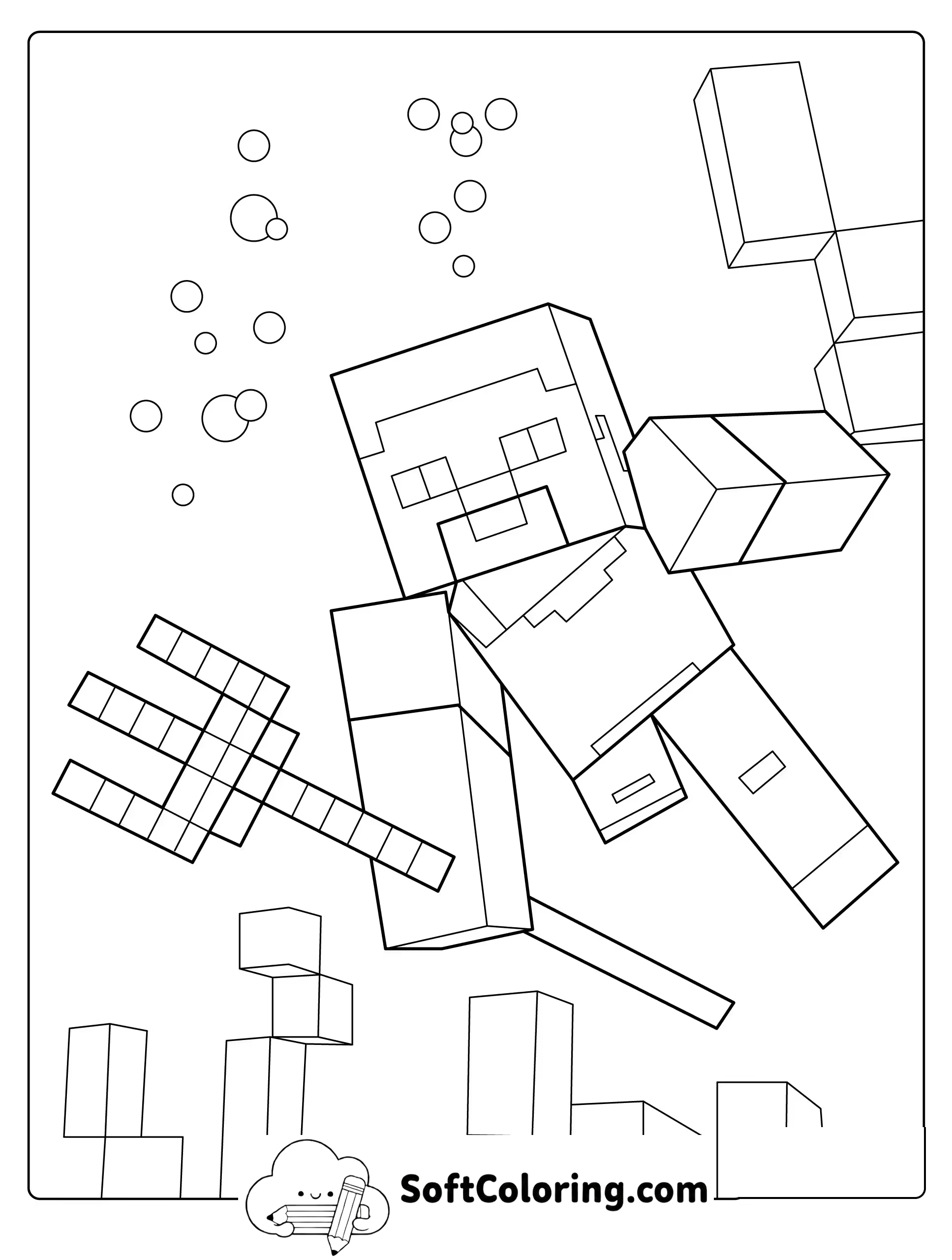 Minecraft Steve Underwater with a Trident