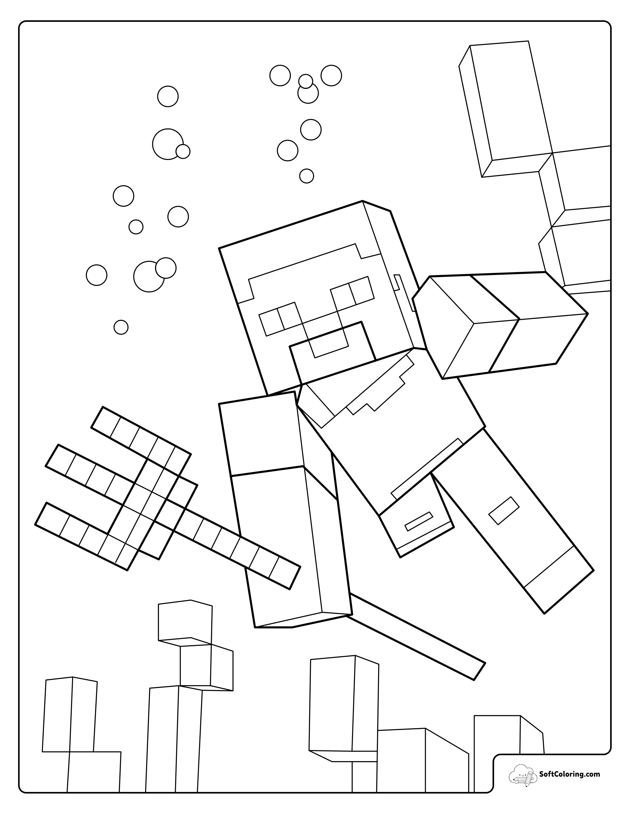 Minecraft Steve Underwater With A Trident