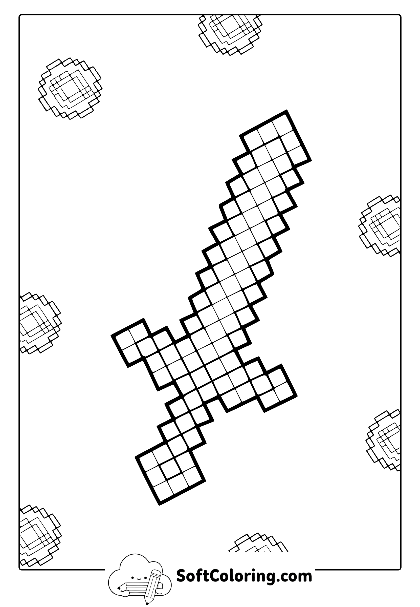 Minecraft Sword Coloring Page