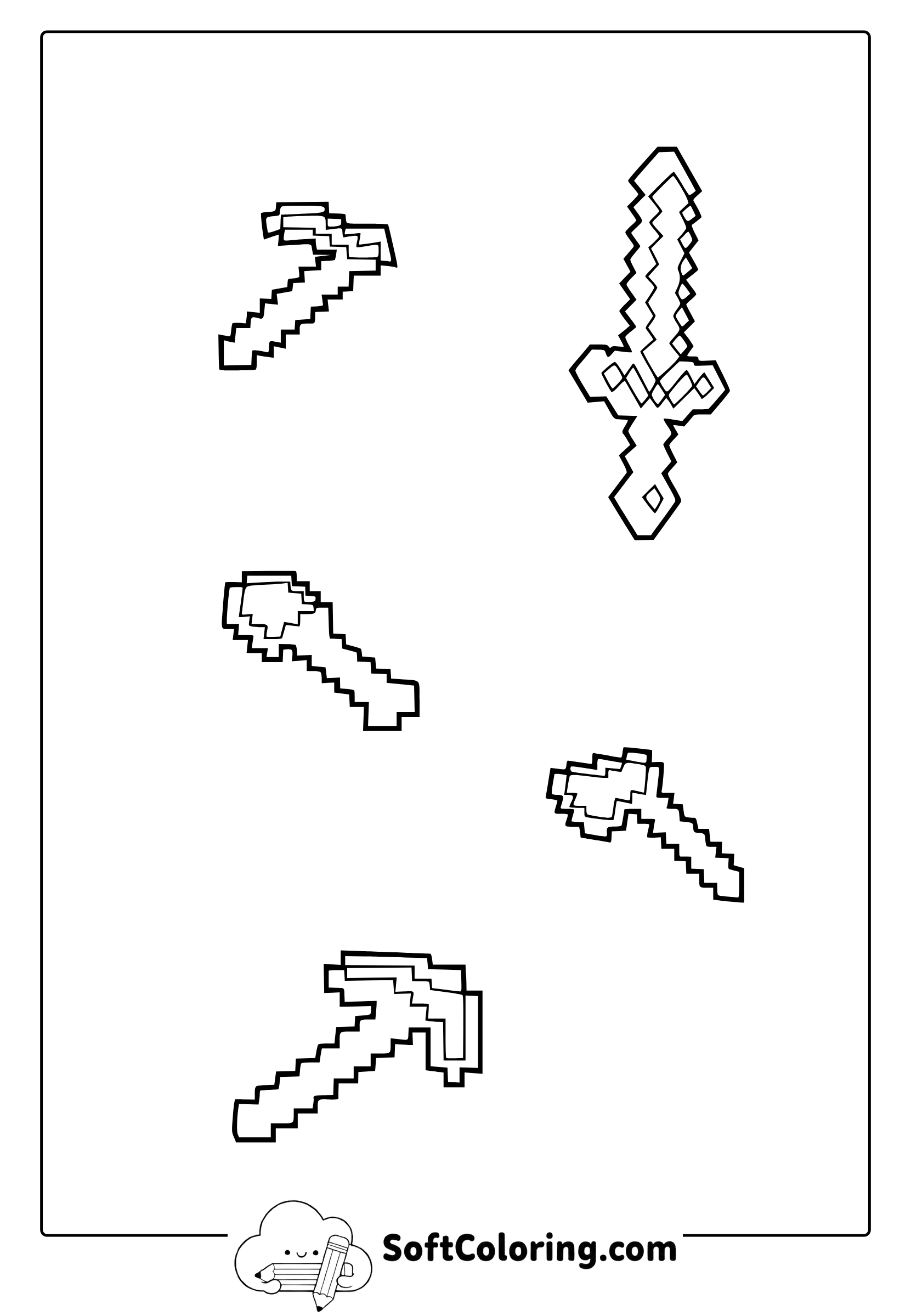 Minecraft Tools Coloring Page