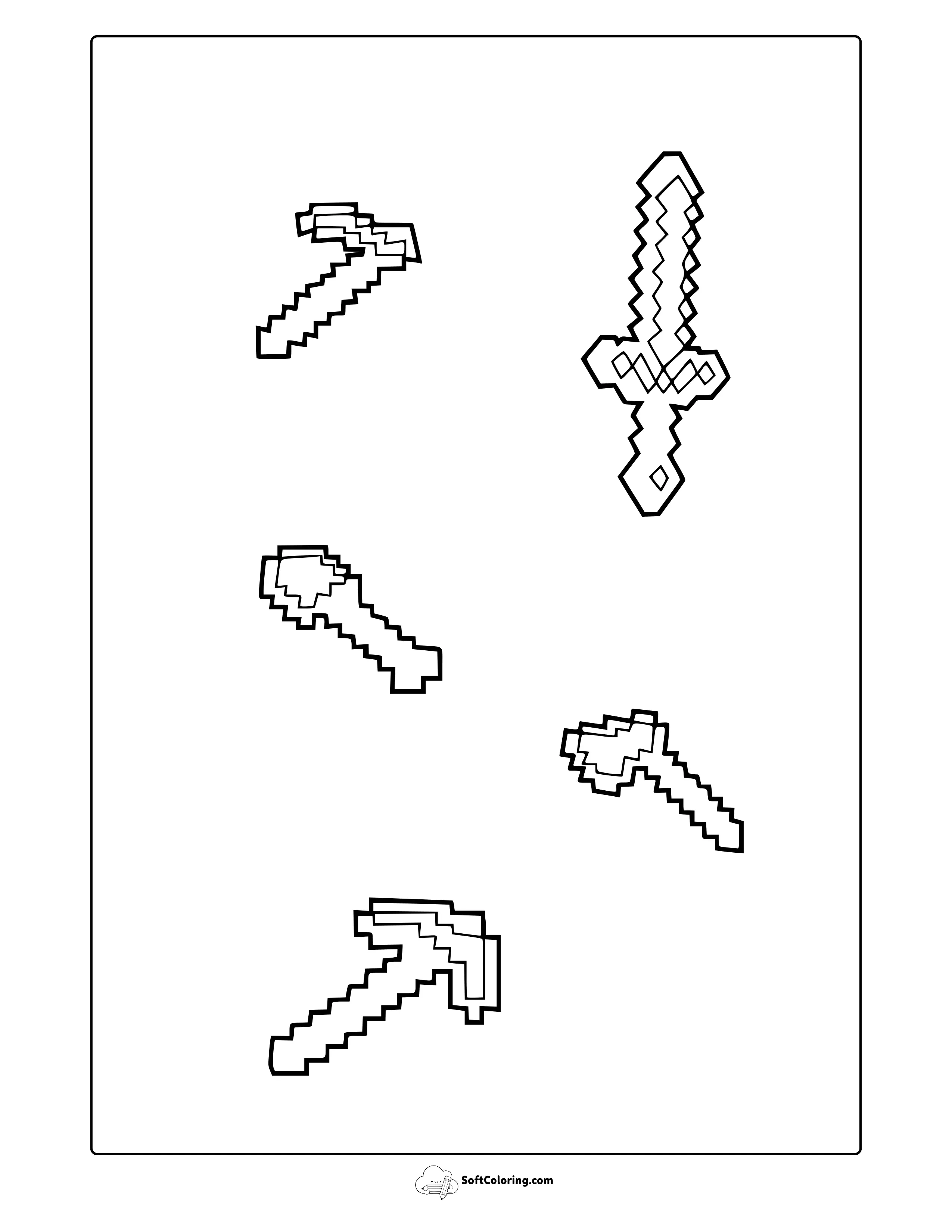 Minecraft Tools Coloring Page