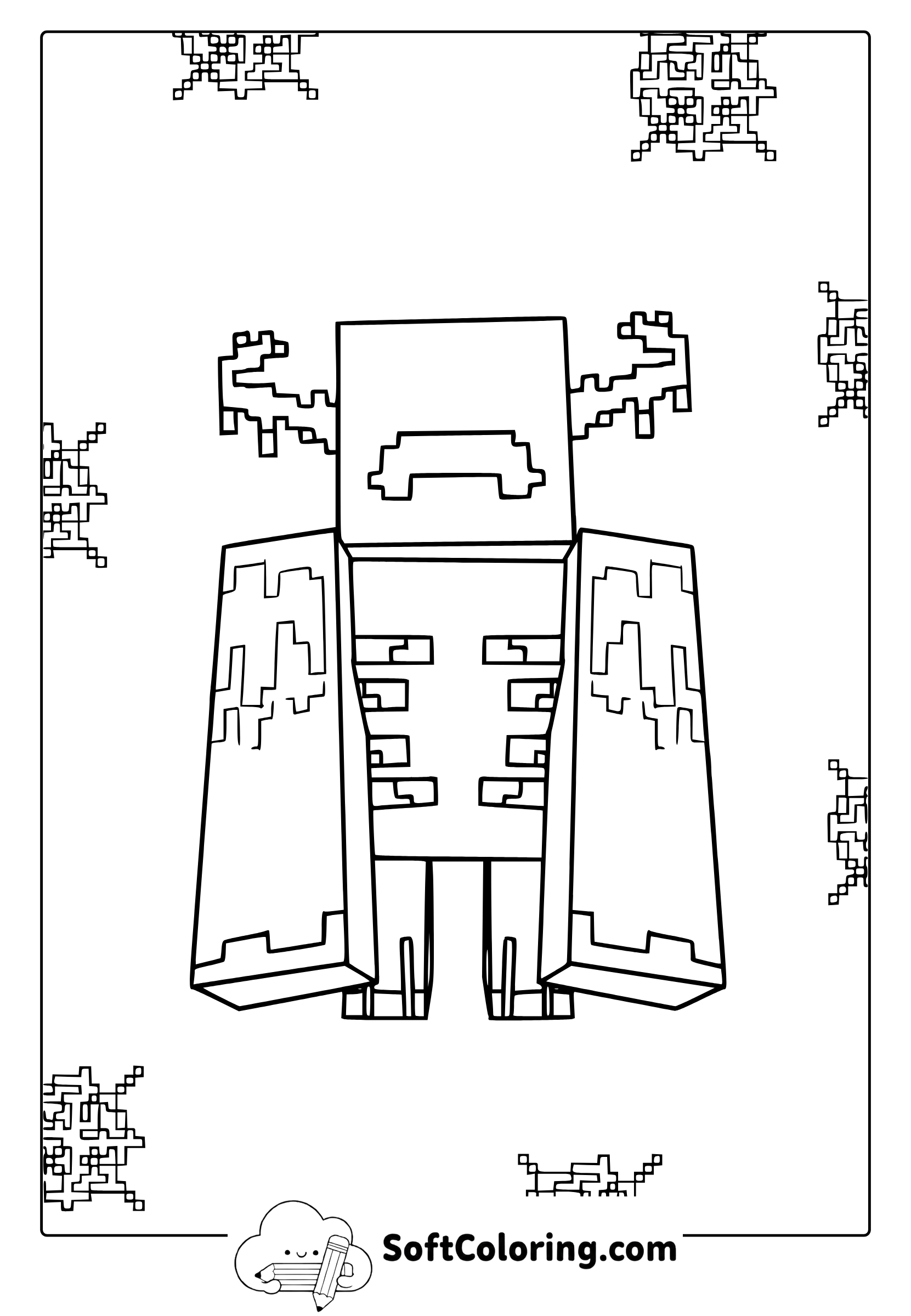 Minecraft Warden Coloring Page
