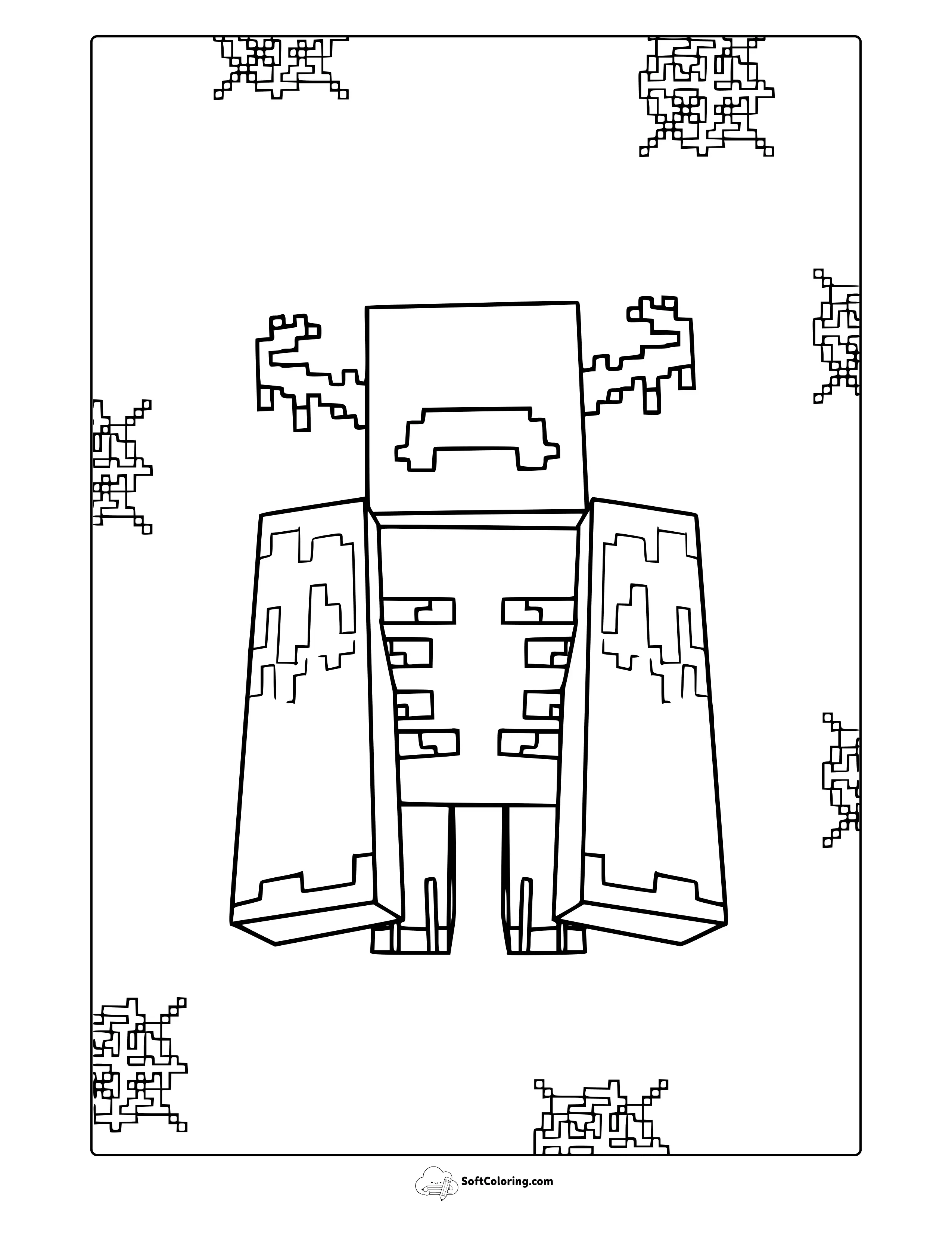 Minecraft Warden Coloring Page