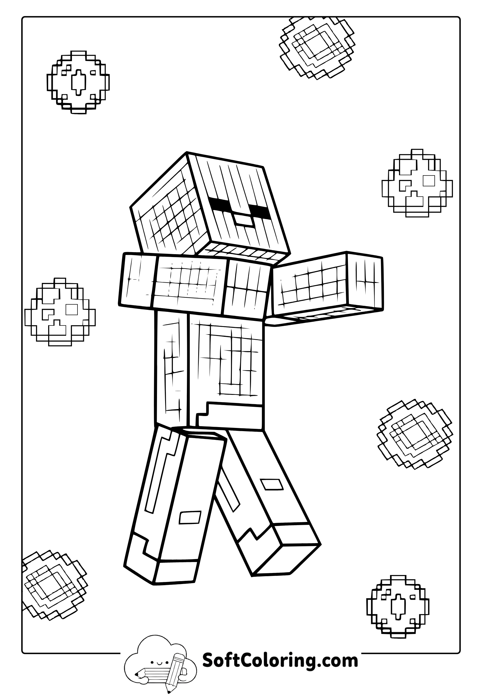 Minecraft Zombie Coloring Page