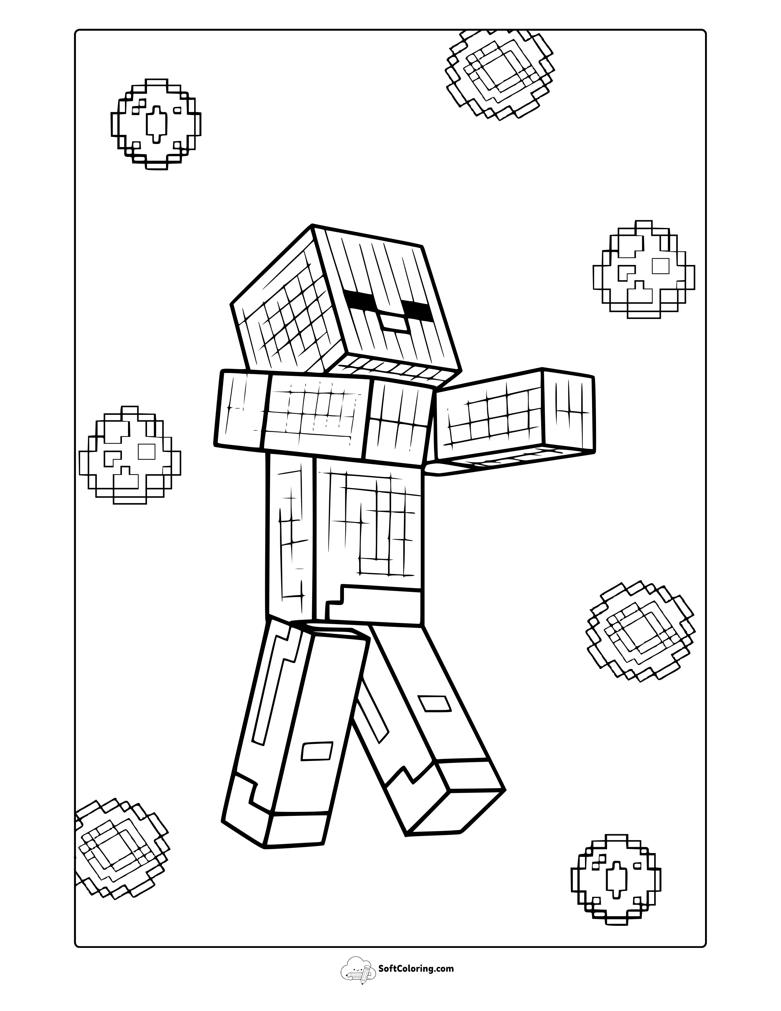 Minecraft Zombie Coloring Page