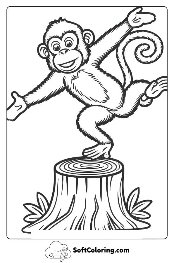 Monkey Balancing on a Tree Stump