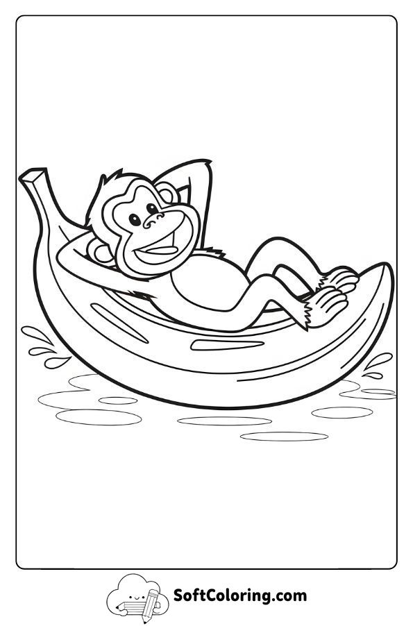 Monkey Floating on a Banana Boat