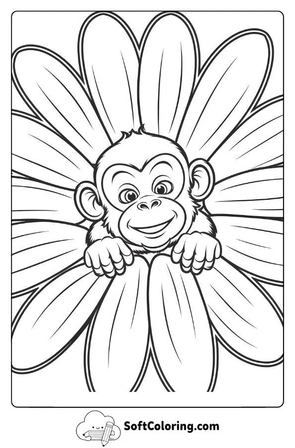 Monkey Hiding Inside A Big Flower