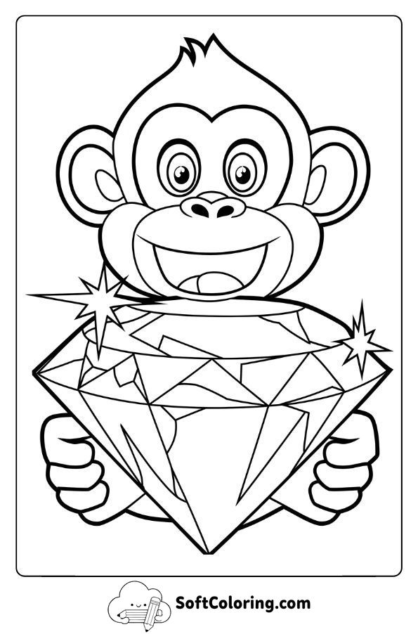 Monkey Holding a Giant Sparkling Gem