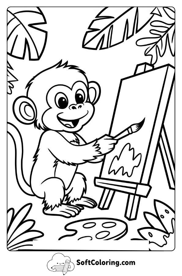 Monkey Painting with Jungle Colors