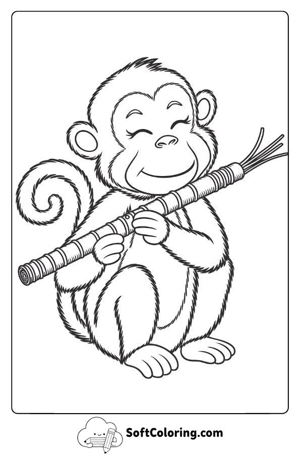 Monkey Playing a Jungle Flute
