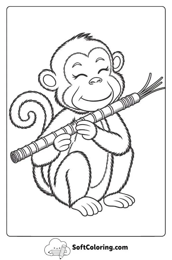 Monkey Playing A Jungle Flute