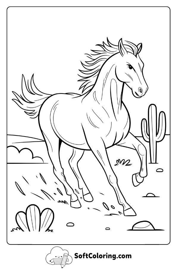 Mustang Horse Running Wild in the Desert