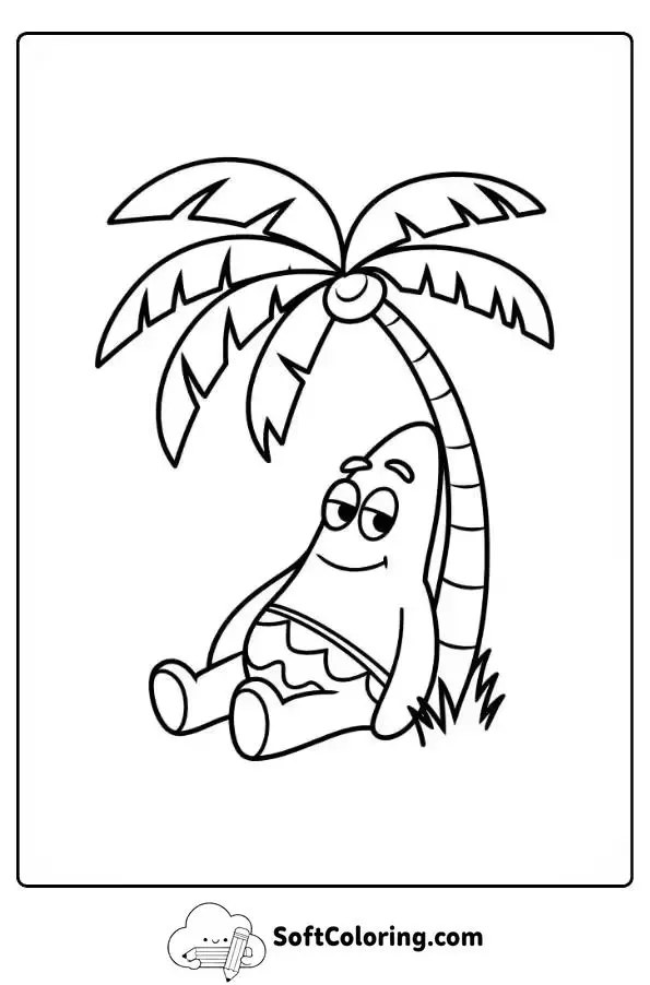 Patrick Sitting Under A Palm Tree Coloring Picture