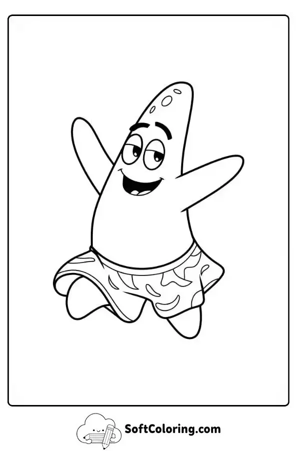 Patrick The Starfish Dancing Coloring Sheet