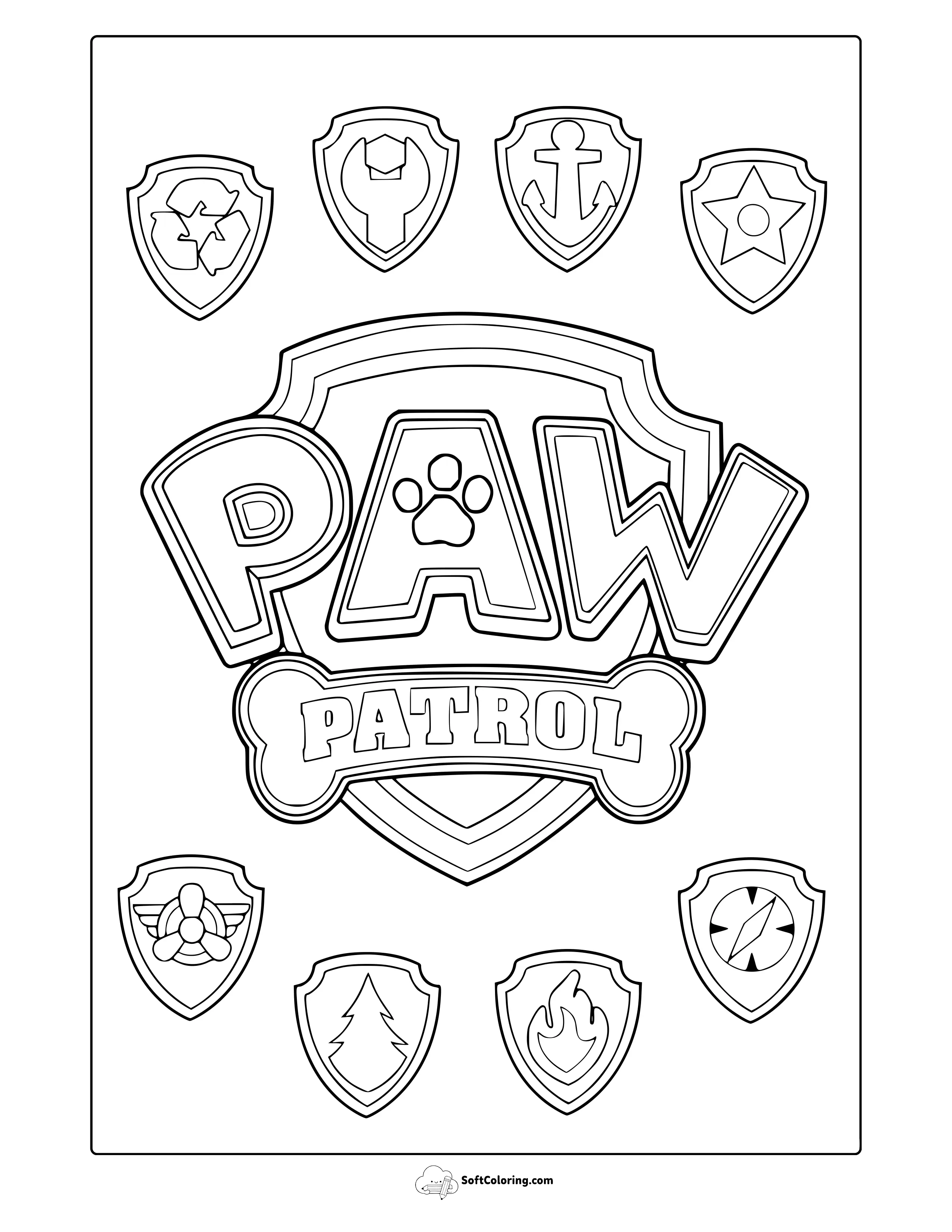 Paw Patrol Logo And Badges Coloring Page