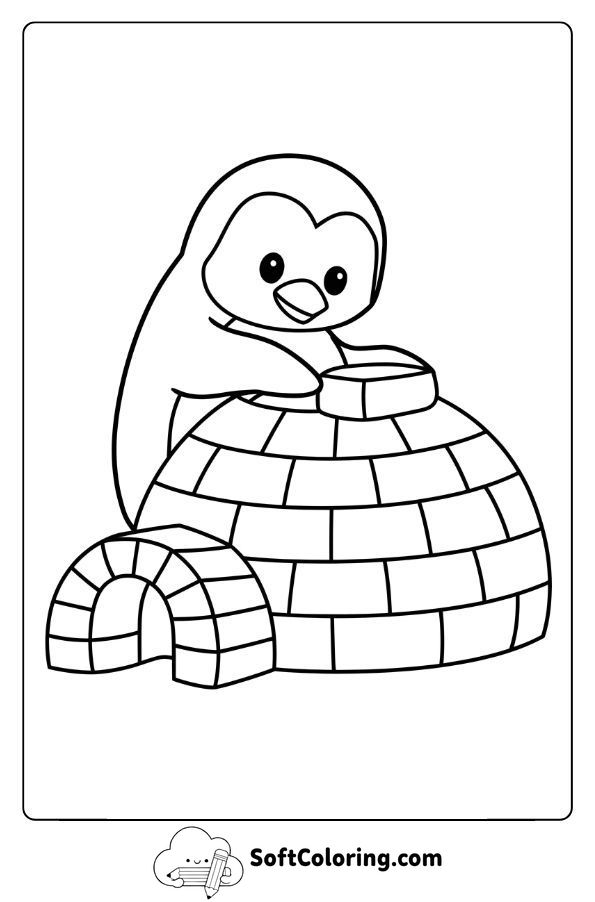 Penguin Building an Igloo