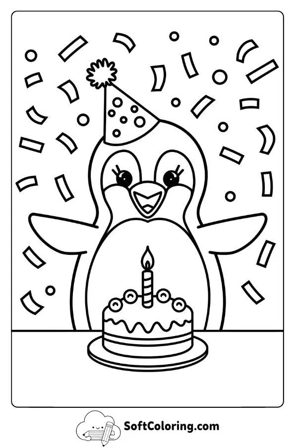 Penguin Celebrating A Birthday