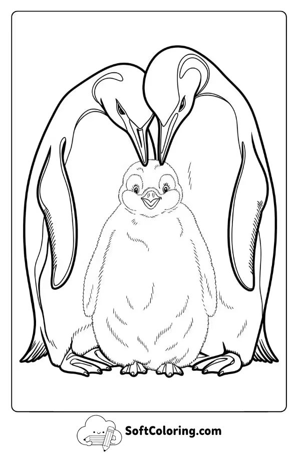 Penguin Family Huddling Together