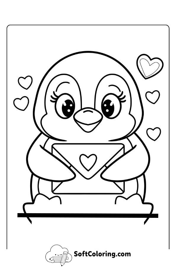 Penguin Valentine with a Love Letter