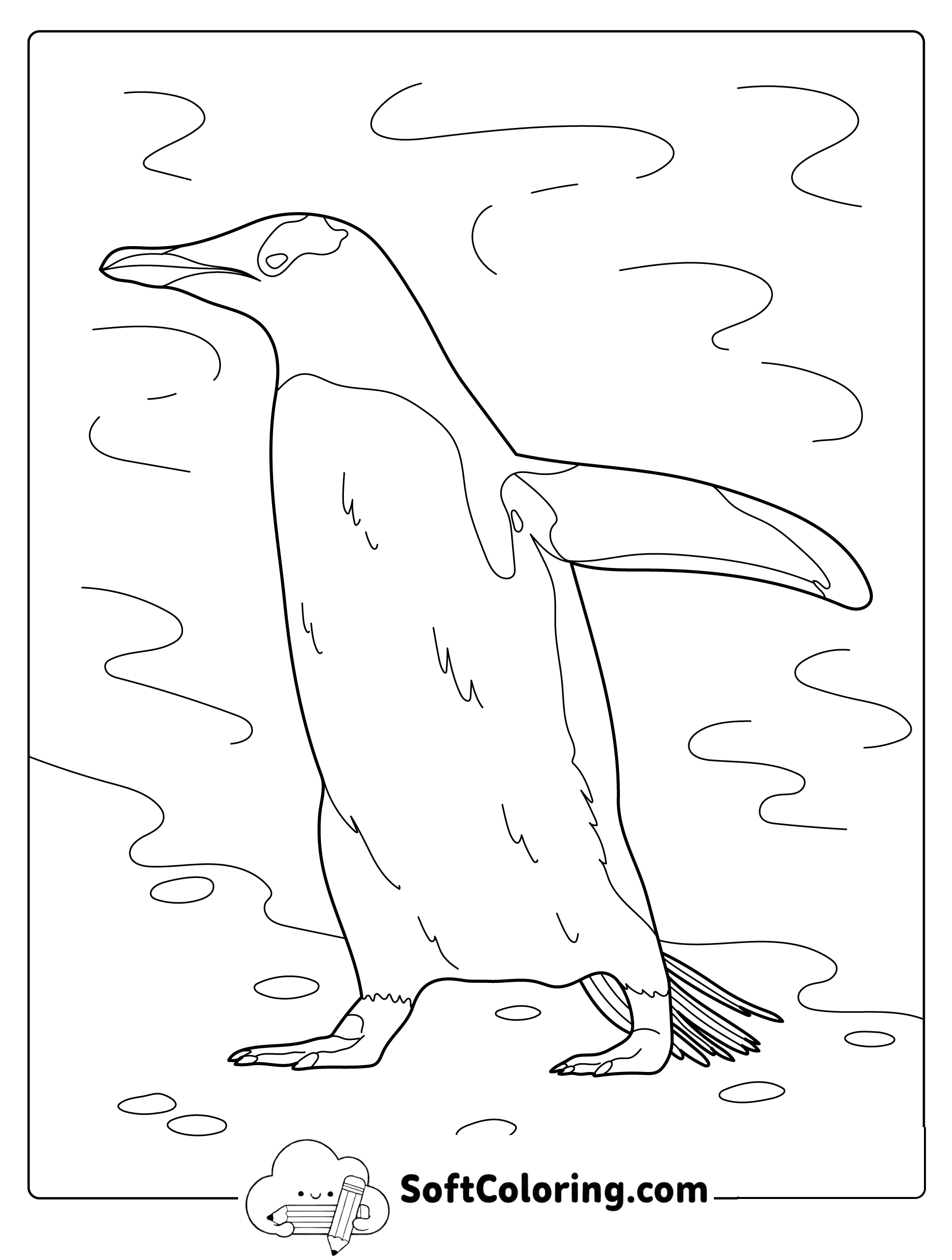 Penguin on Ice Coloring Page