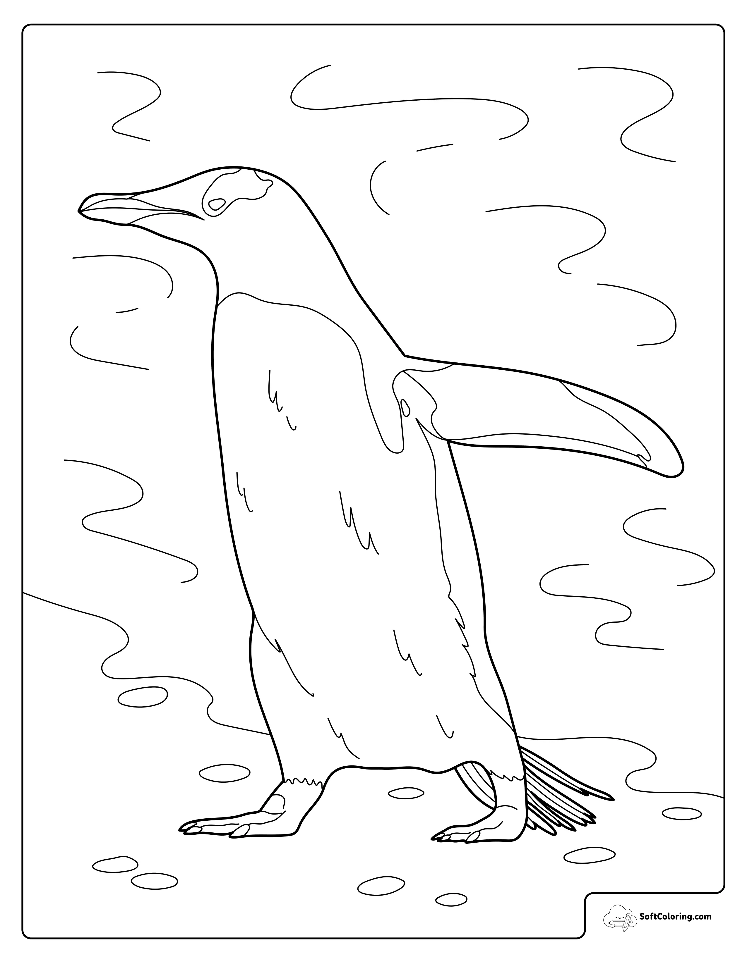 Penguin On Ice Coloring Page